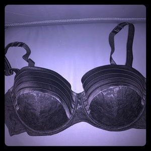 Lined Black Lace & Satin Bra
